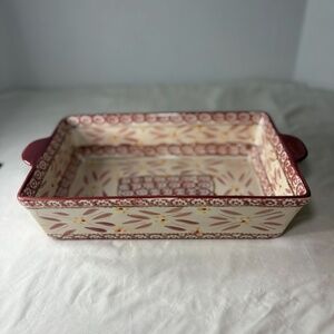 Temptations By Tara 2.5 qt Old World Rectangular Casserole Cranberry/Red Dish